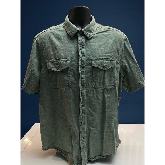 Woolrich Men’s XL Short Sleeve Button Down Shirt Green Casual Workwear - Picture 1 of 7